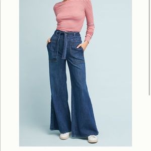 Pilcro Belted Denim Wide Legs